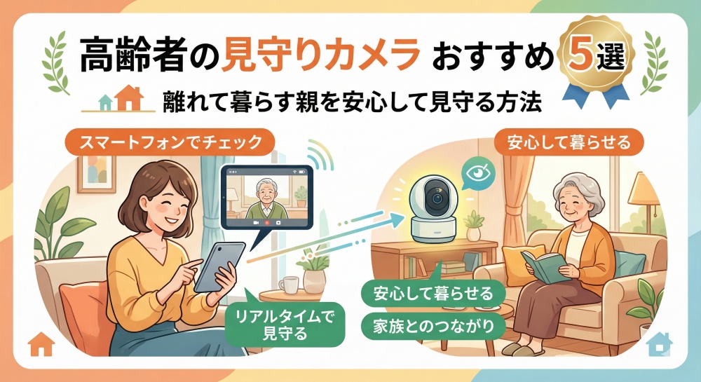 「高齢者の見守りカメラおすすめ5選|離れて暮らす親を安心して見守る方法」