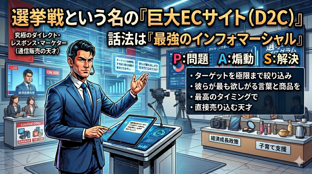 通販のプロフェッショナルが伝授する「売れる話法」と、選挙戦を勝ち抜く「PASの法則」