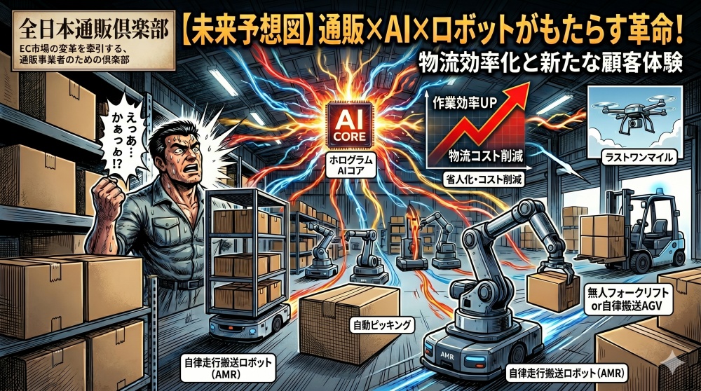 【未来予想図】通販×AI×ロボットがもたらす革命！物流効率化と新たな顧客体験