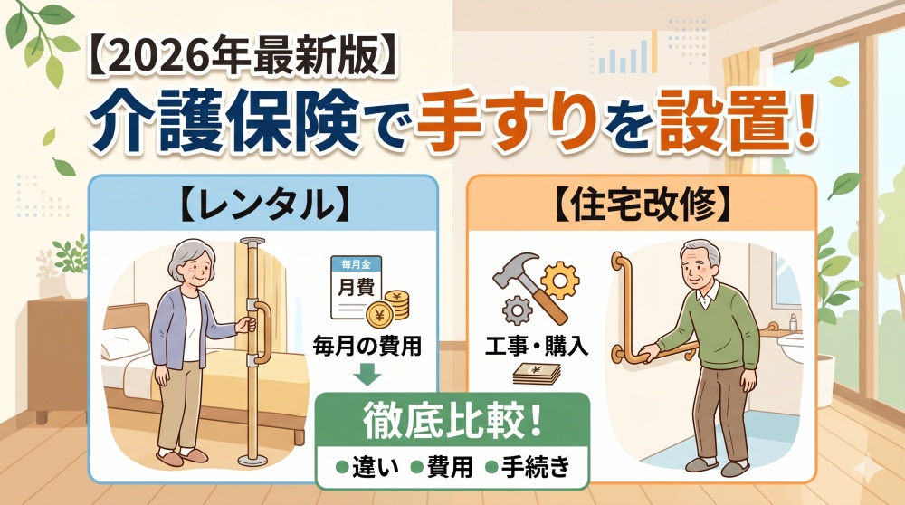 【2026年最新版】介護保険で手すりを設置！レンタルと住宅改修の違い・費用・手続きを徹底
