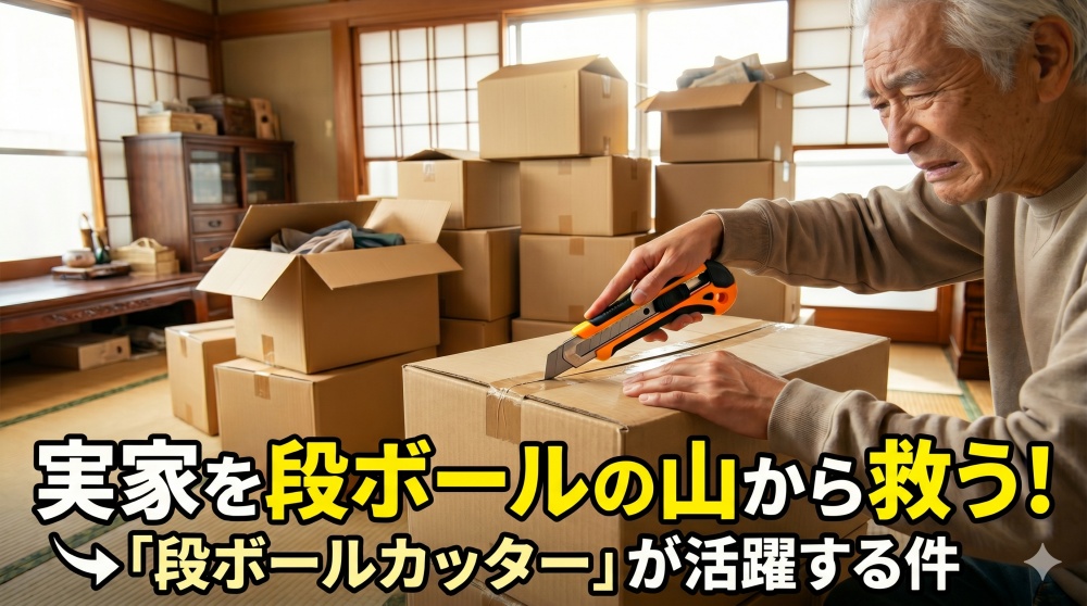 高齢の親が「通販のダンボール」を解体できない問題、一撃で解決する「段ボールカッター」が優秀すぎる件